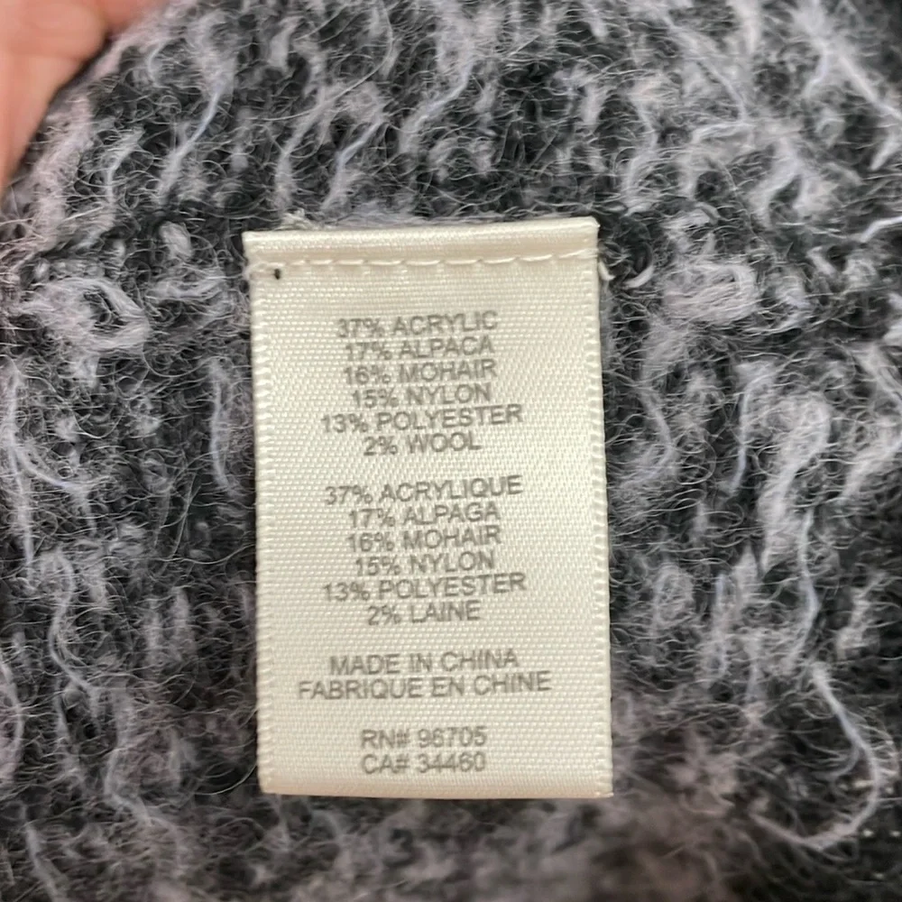 🖤REBECCA TAYLOR oversized gray and black alpaca blend short sleeve sweater.  S